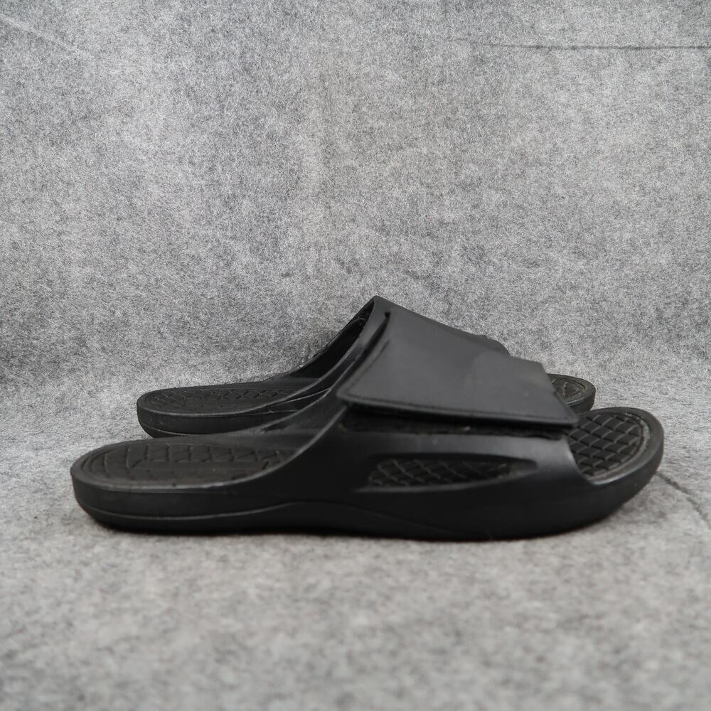 Casual Shoes Mens 11 Sandals Slides Black Adjustable Strap Comfort Flat